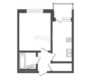 1-к квартира, вторичка, 34м2, 1/9 этаж