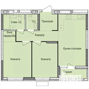 2-к квартира, вторичка, 58м2, 10/17 этаж