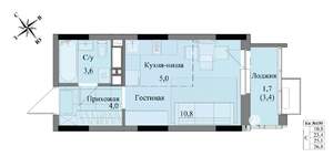 Студия квартира, вторичка, 25м2, 11/17 этаж