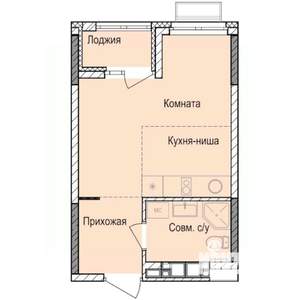 Студия квартира, строящийся дом, 26м2, 15/17 этаж