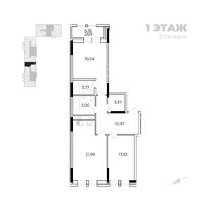 2-к квартира, строящийся дом, 82м2, 1/17 этаж