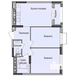 2-к квартира, строящийся дом, 56м2, 7/17 этаж