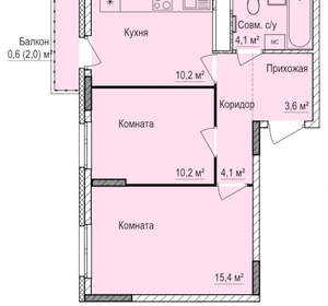 2-к квартира, вторичка, 48м2, 8/17 этаж
