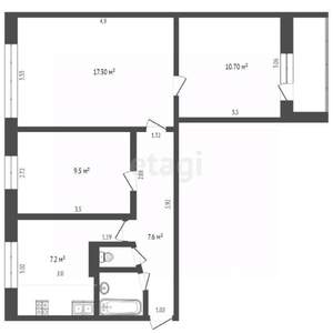 3-к квартира, вторичка, 54м2, 5/9 этаж