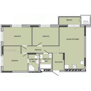 3-к квартира, строящийся дом, 74м2, 12/16 этаж
