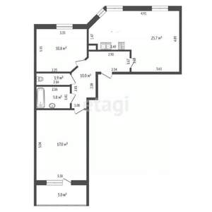 2-к квартира, вторичка, 70м2, 16/17 этаж