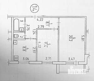 2-к квартира, вторичка, 52м2, 4/10 этаж