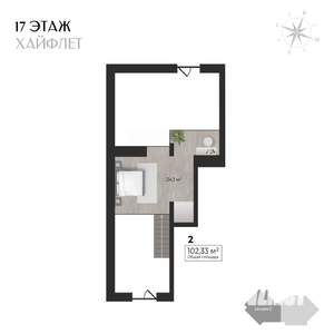 2-к квартира, строящийся дом, 102м2, 17/17 этаж