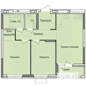 2-к квартира, строящийся дом, 58м2, 9/17 этаж