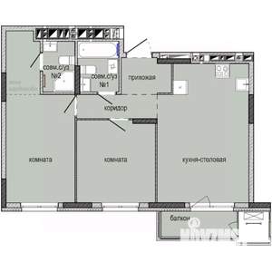 2-к квартира, строящийся дом, 64м2, 9/16 этаж