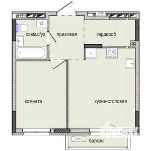 1-к квартира, строящийся дом, 41м2, 8/16 этаж