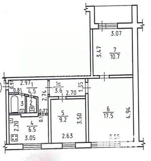 3-к квартира, вторичка, 55м2, 4/9 этаж