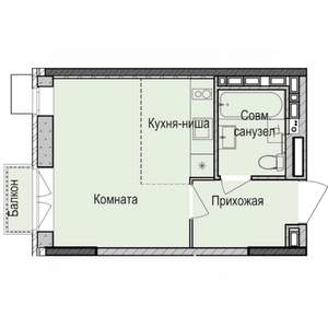 Студия квартира, строящийся дом, 26м2, 15/17 этаж