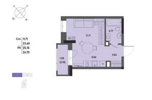 Студия квартира, вторичка, 25м2, 8/17 этаж