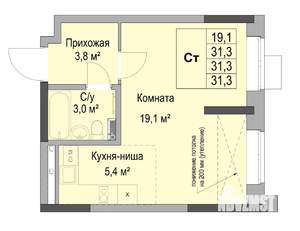 Студия квартира, вторичка, 31м2, 1/17 этаж