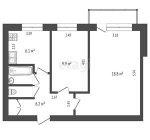 2-к квартира, вторичка, 45м2, 3/9 этаж