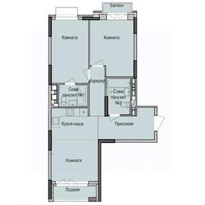 3-к квартира, строящийся дом, 63м2, 14/17 этаж