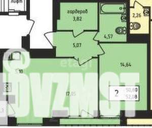 1-к квартира, вторичка, 51м2, 7/14 этаж