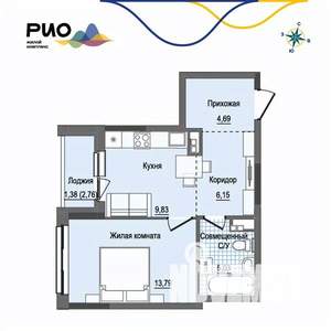 1-к квартира, вторичка, 40м2, 12/17 этаж