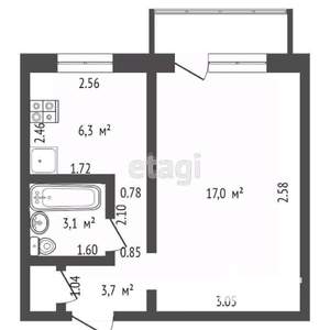 1-к квартира, вторичка, 30м2, 5/5 этаж