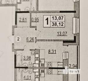 1-к квартира, вторичка, 38м2, 10/17 этаж