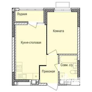 1-к квартира, строящийся дом, 35м2, 6/17 этаж