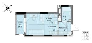 Студия квартира, вторичка, 27м2, 11/17 этаж