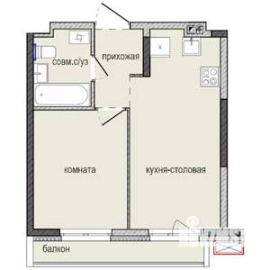 1-к квартира, строящийся дом, 34м2, 2/16 этаж