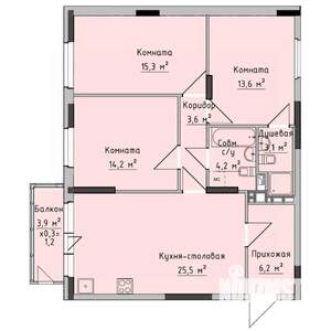 3-к квартира, строящийся дом, 87м2, 2/17 этаж
