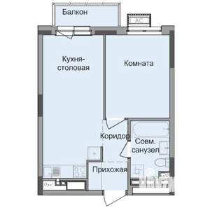 1-к квартира, строящийся дом, 38м2, 13/17 этаж
