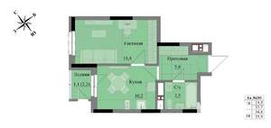 1-к квартира, вторичка, 35м2, 17/17 этаж