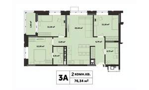 3-к квартира, строящийся дом, 76м2, 4/17 этаж