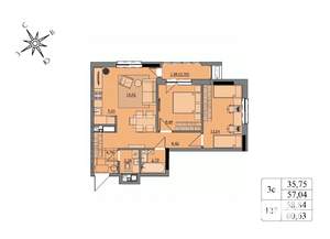 3-к квартира, вторичка, 59м2, 10/17 этаж