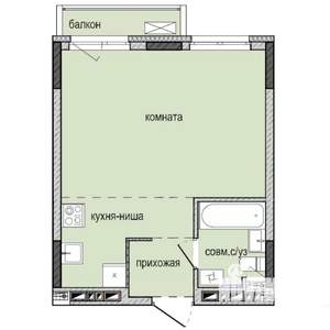 Студия квартира, строящийся дом, 33м2, 9/16 этаж