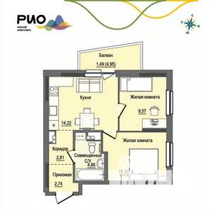 2-к квартира, вторичка, 46м2, 12/17 этаж