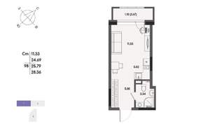 Студия квартира, вторичка, 26м2, 8/17 этаж