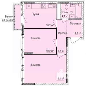 2-к квартира, строящийся дом, 48м2, 3/17 этаж