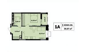 1-к квартира, строящийся дом, 39м2, 14/17 этаж
