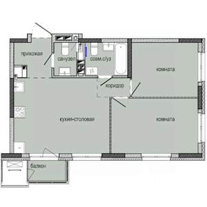 2-к квартира, строящийся дом, 55м2, 11/16 этаж