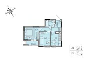 2-к квартира, вторичка, 44м2, 9/17 этаж