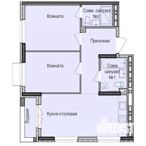 2-к квартира, строящийся дом, 57м2, 3/17 этаж