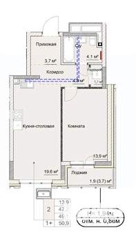 2-к квартира, сданный дом, 51м2, 2/17 этаж