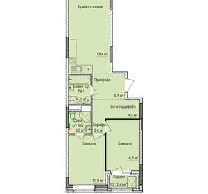 2-к квартира, вторичка, 61м2, 6/17 этаж