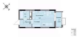 Студия квартира, вторичка, 25м2, 16/17 этаж
