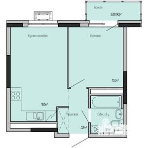 1-к квартира, строящийся дом, 35м2, 2/17 этаж