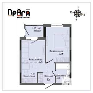 1-к квартира, вторичка, 38м2, 8/17 этаж