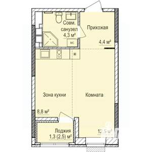 1-к квартира, строящийся дом, 31м2, 17/17 этаж