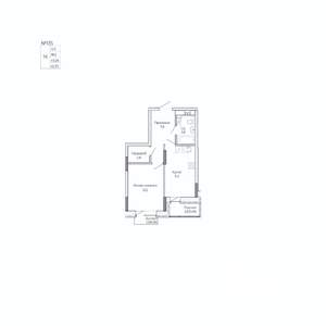 1-к квартира, строящийся дом, 43м2, 16/17 этаж