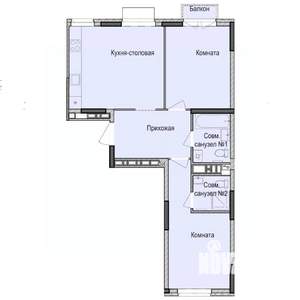 2-к квартира, строящийся дом, 62м2, 10/17 этаж