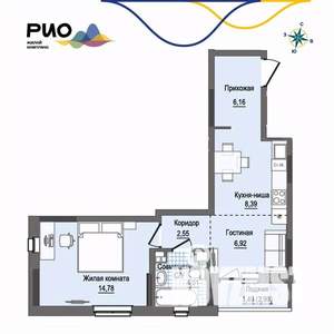 1-к квартира, вторичка, 44м2, 7/17 этаж